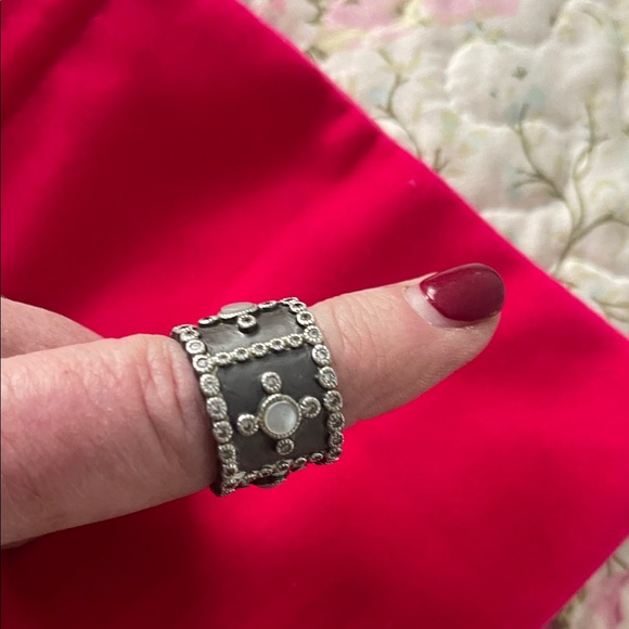 Judith Ripka Wide Sterling Silver CZ Cigar Band Ring